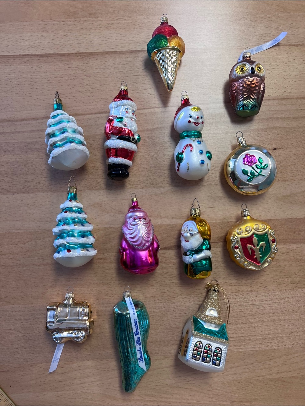 Holiday Glass Christmas Ornament Assortment - Multicolor- 13 ornaments